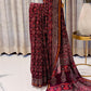 Maroon Chanderi Cotton Saree with White Ajrak Print