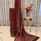 Maroon Chanderi Cotton Saree with White Ajrak Print
