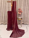 Viscous Georgette Saree in Maroon with Sequin Work