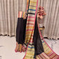 Black Semi Tussar Saree with Rainbow Pallu and Border