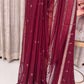 Viscous Georgette Saree in Maroon with Sequin Work