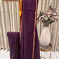 Purple Chanderi Cotton Saree with Black Ajrak Print