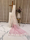 White Soft Cotton Saree with Red Thread Work