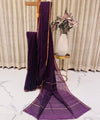 Purple Chanderi Cotton Saree with Black Ajrak Print