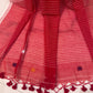 Soft cotton saree in a striking red hue.