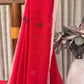 Soft cotton saree in a striking red hue.