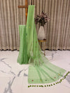 Pastel green soft cotton saree