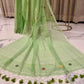 Pastel green soft cotton saree