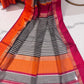 Pure Maheshwari Silk Saree – Black & White Checks with Ganga Jamuna Border