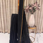 Pure Maheshwari Silk Saree – Dense Black with Golden Zari Border & Grey Pallu