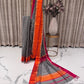Pure Maheshwari Silk Saree – Black & White Checks with Ganga Jamuna Border