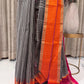 Pure Maheshwari Silk Saree – Black & White Checks with Ganga Jamuna Border