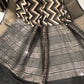 Maheshwari Cotton Saree – Zigzag Black and White Print