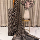 Maheshwari Cotton Saree – Zigzag Black and White Print
