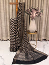 Maheshwari Cotton Saree – Zigzag Black and White Print