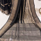 Maheshwari Cotton Saree – Black & White Stripes with Copper Zari Border Blouse