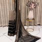 Maheshwari Cotton Saree – Black & White Stripes with Copper Zari Border Blouse