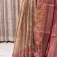 Bengal Linen Tissue Saree with Floral Digital Print & Kantha Work