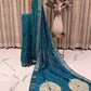 Semi Tussar Saree in a rich teal blue shade,