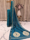 Semi Tussar Saree in a rich teal blue shade,