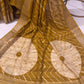 Mustard Yellow Semi Tussar Saree with White Asymmetrical Stripes