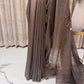 Elegant Ash Semi Tussar Saree with Golden Stripes and Sequin Embellished Pallu