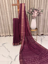Elegant Maroon Semi Tussar Saree with White Dots and Copper Zari Blouse
