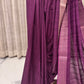 Elegant Purple Semi Tussar Saree with White Dots and Copper Zari Border