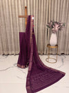 Elegant Purple Semi Tussar Saree with White Dots and Copper Zari Border