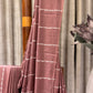 Semi Tussar Saree in Mauve with White Striped Weaving