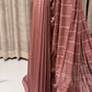 Semi Tussar Saree in Mauve with White Striped Weaving