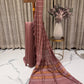 Semi Tussar Saree in Mauve with White Striped Weaving