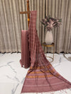 Semi Tussar Saree in Mauve with White Striped Weaving