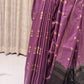 Elegant Semi Tussar Saree in Royal Purple with Triangle Weaving and Black Pallu