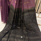 Elegant Semi Tussar Saree in Royal Purple with Triangle Weaving and Black Pallu