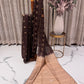 Semi Tussar Saree in Coffee Brown with Contrast Cream Pallu