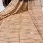 Semi Tussar Saree in Coffee Brown with Contrast Cream Pallu