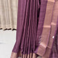 Light Purple Semi Tussar Saree with White Dots and Copper Zari Border Blouse