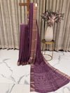 Light Purple Semi Tussar Saree with White Dots and Copper Zari Border Blouse