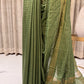 Assam Silk Saree – Olive Green with Golden Zari Checks