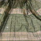 Assam Silk Saree – Olive Green with Golden Zari Checks