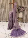 Bengal Linen Tissue Saree - Lavender Elegance