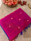 Pure Maheshwari Silk Saree – Blue Body with Magenta Pink Pallu
