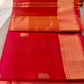 Pure Maheshwari Silk Saree – Rust Orange &amp; Red Elegance