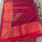 Pure Maheshwari Silk Saree – Magenta Pink with Gold Zari Stripes