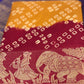 Crush Dola Silk Bandhej Print Saree with Jacquard Border