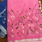 Linen Cotton Saree with Multi-Colour Hand Embroidery