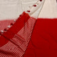 Linen Cotton Saree in Red and White Dye Shade with Hand Embroidery