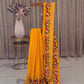 Chanderi Check Saree in Red, Yellow and Black with Resham Work
