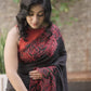 Pure Chanderi Saree in Black with Red Appliqué Work